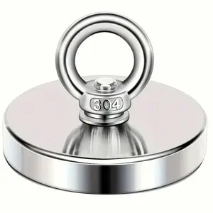 350lbs Pull Strong Magnetic Rare Earth Magnet, Ultra-Rust-Resistant Steel Fishing Magnet with Hanging Ring, Ideal for Deep Sea & Freshwater Rescue