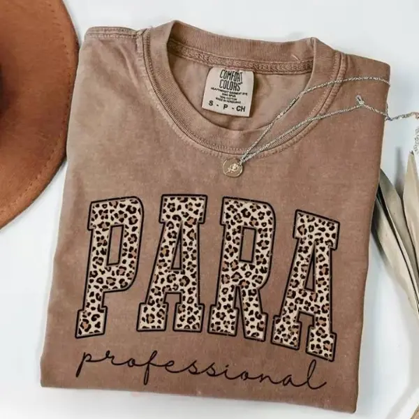 Comfort Colors Leopard Paraprofessional Shirt, Paraprofessional Shirts, Para Squad Shirt, Teacher Aide Graphic Tees, Back To School Gift, Teaching Tee