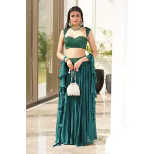 Aksha teal green lehenga set