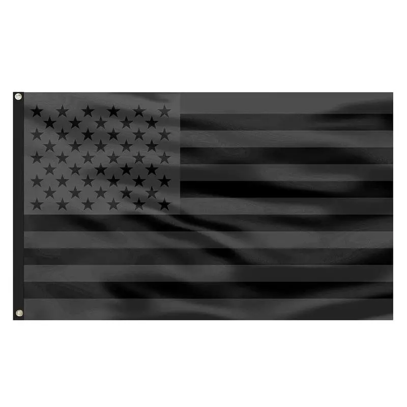 3x5 Ft Rectangular All-Black American Flag Tapestry, Single-Sided Hangable, High Pigment Density, Brass Grommets, Polyester, Made in USA, Historical 18th Century Style, Indoor/Outdoor Home Decor for All Ages