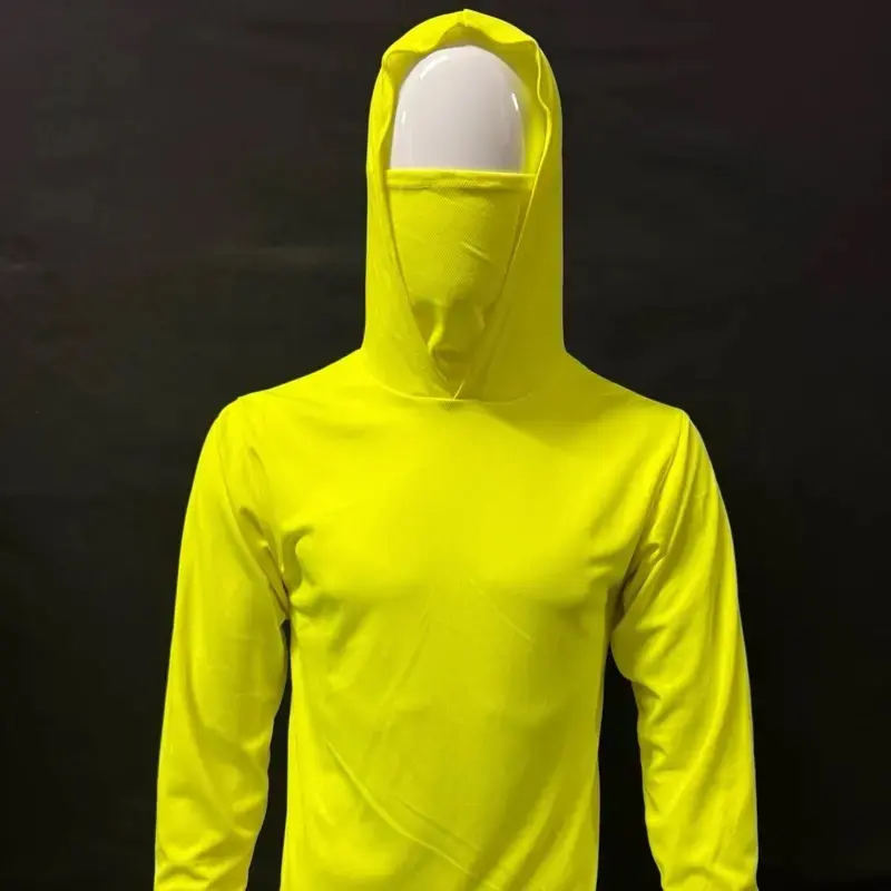 2 Pack Hoodie face mask long sleeve T-Shirt 100% polyester material fits to size quick dry good for UV sun protection comes with facemask