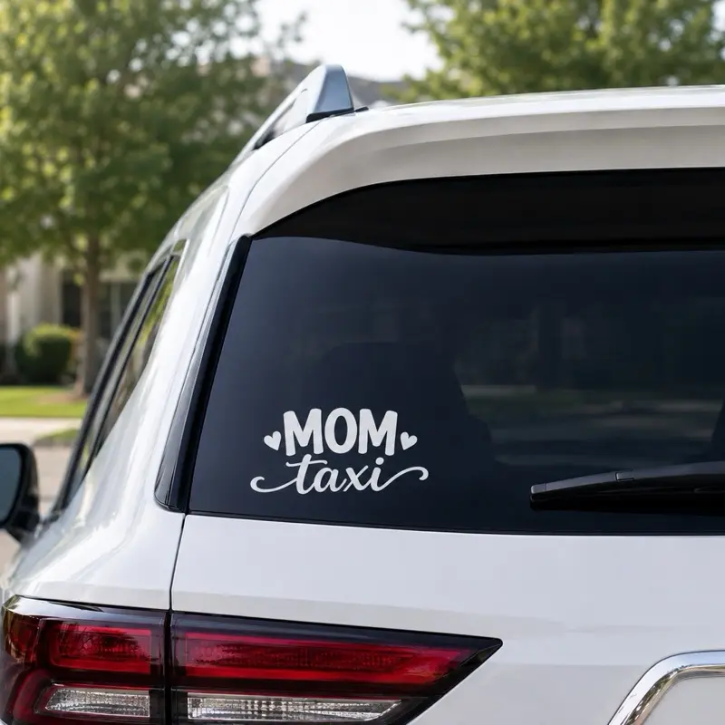 Mom Taxi Car Decal Vinyl Sticker – White, Black or Holographic