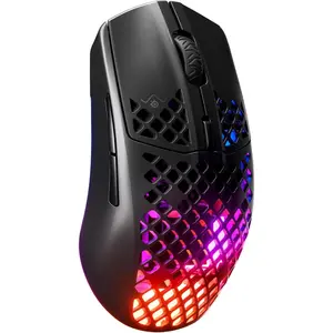 SteelSeries Aerox 3 Wireless - Holey RGB Gaming Mouse - Ultra-lightweight Water Resistant Design - 18K DPI TrueMove Air Optical Sensor- Onyx