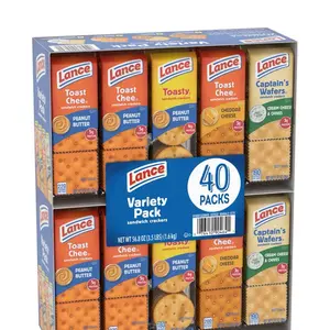 Variety Pack Sandwich Crackers 40 Pack - Includes Toast Chee Peanut Butter & Cheddar Cheese Flavors 56.8 oz Total