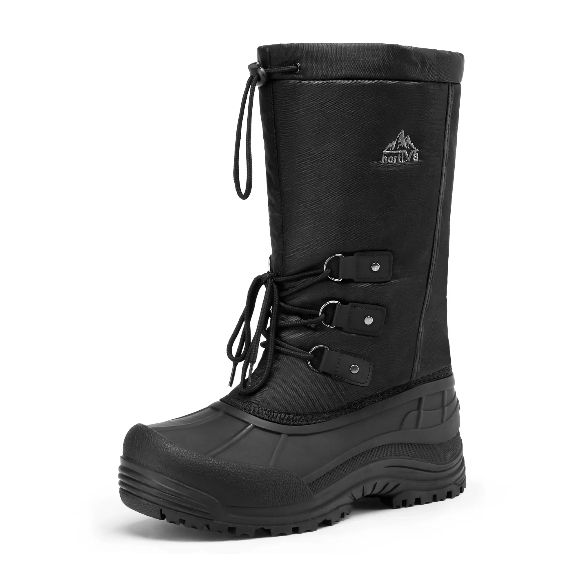 NORTIV 8 Men's Closed Round Toe Waterproof Winter Boots - Lace-Up Walking Shoes with Warm Faux Fur Lining, Slip-Resistant Sole for Outdoor Use, Footwear, Laces, Outdoors, Tpr Outsole, Fabric