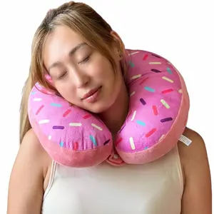 Travel U-Shaped Neck Pillow - Pink Donut - Exceptional Neck Support and Comfort During Your Journeys,  shoulder pillow