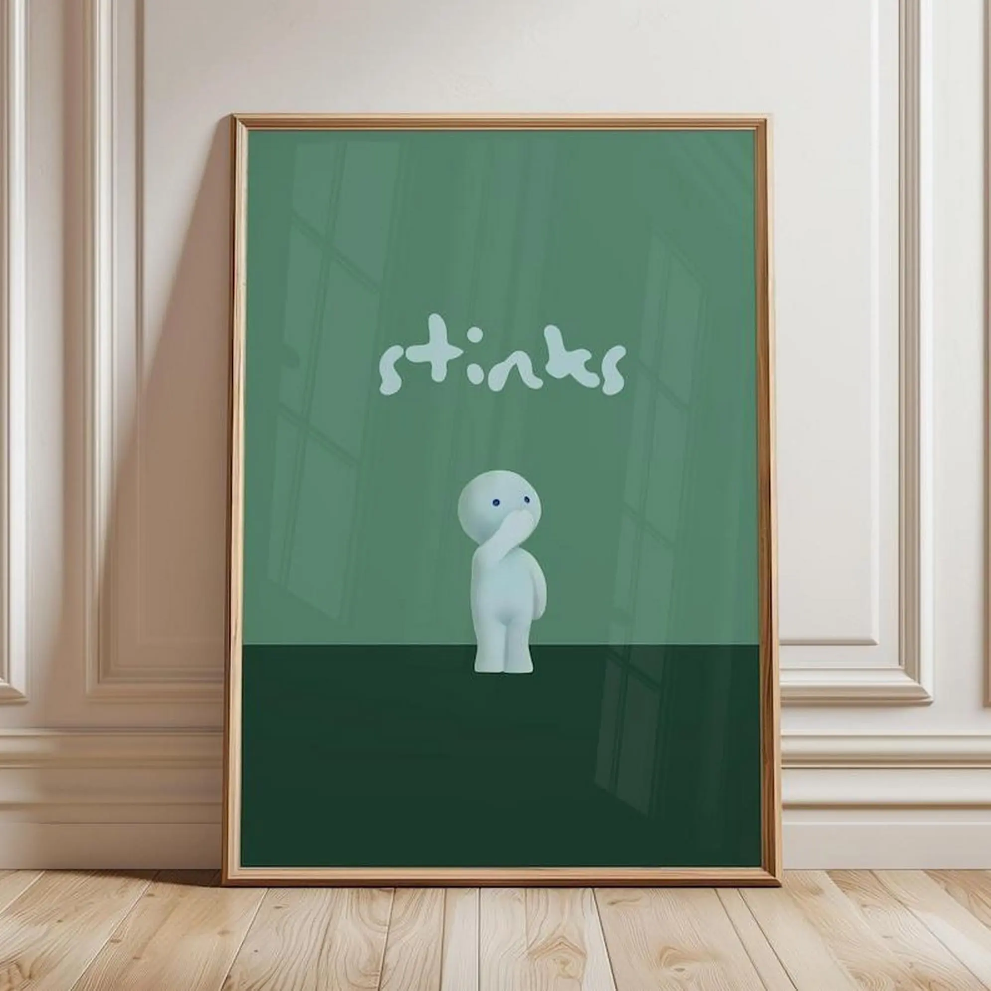 Smiski Smelly Poster, Cute Smiski Wall Art, Funny Toilet Art,Wall Art Gift Idea, Room Decor, Unframed