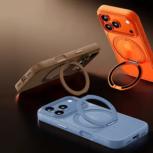 iPhone 17 Pro Max  Military-Grade Drop Protection 360° Rotating Stand Crystal Clear PC Shell MagSafe Compatible Airbag Shockproof Magnetic Phone  Case with Anti-Fall Cover