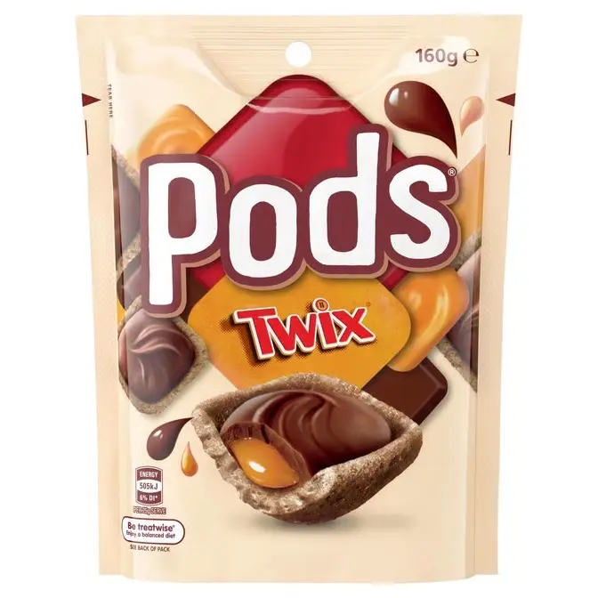 Pods Twix - Indulgent Chocolate & Caramel Treats in a Convenient 160g Bag
