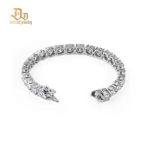 Delzzad 18k Gold-Plated Tennis Bracelet VVS D Color Synthetic Moissanite S925 Sterling Silver Tennis Chain Birthday Anniversary Mother's Day Christmas Gifts for Men Women With Giftbox