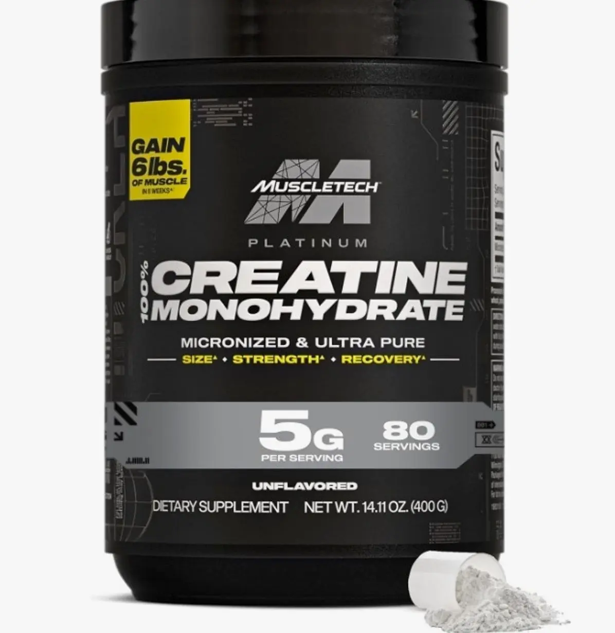 Creatine Monohydrate Powder, Platinum Pure - Unflavored Micronized Creatine for Men & Women - Workout Supplements for Performance, Muscle Recovery & Builder-(80 Servings) Packaging May Vary