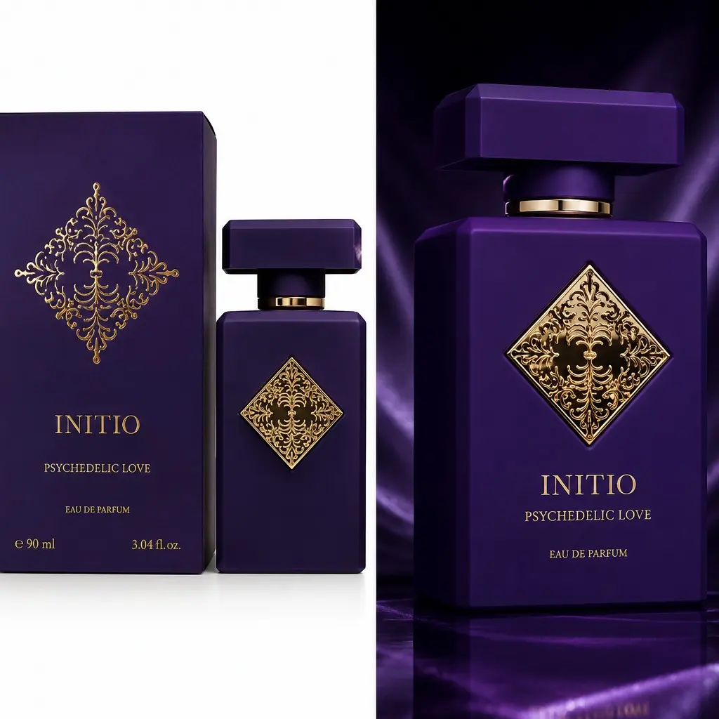 Initio Psychedelic Love Eau de Parfum 90ml - Luxurious Purple Bottle with Gold Accents