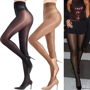 Shiny Pantyhose for Women Shimmer Sheer Tights Silk Oil Glossy High Waist Stockings Control Top Footed Pantyhose for Dance Jazz Party Daily Wear Breathable Fabric Fits Skirts and Dresses