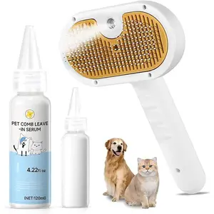 3-in-1 Pet Steam Brush Set for Dogs & Cats, Grooming Comb with Spray, Defur Tool, Water-Assisted Hair Removal, Gentle Cat & Dog Spritz Brush, Multi-Purpose Steam Grooming Kit