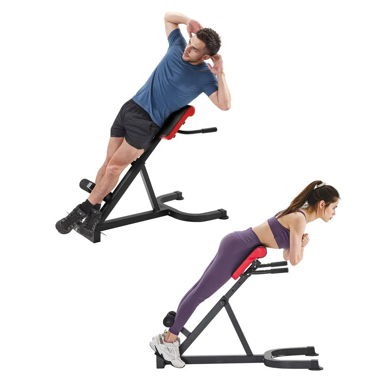 【Summerfinds】VEVOR Roman Chair Hyperextension Bench, 300 lbs Adjustable Extension Machine, Multi-Function Exercise Equipment for Glute, Hamstring, Lower Back, and Ab Workout, Fitness Weight Bench for Home Gym