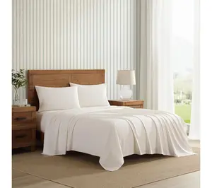 Laura Ashley Chelsie Vine Beige Cotton PercaleQueen Sheet Set