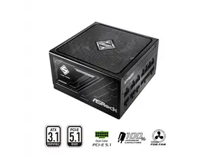 ASRock Steel Legend SL-850G 850W 80 PLUS GOLD & Cybenetics PLATINUM Full Modular Power Supply, ATX3.1 & PCIe5.1 Ready with Dual Color 12V-2x6 Cable, 10 Years Warranty