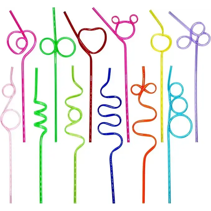 4E's Novelty 24 Pcs Reusable Twisty Straws – Colorful BPA-Free Crazy Straws for Kids & Adults