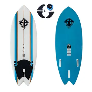 Soft-Top Fish Surfboard 5'2", Lightweight 6 lb EPS Foam Body, 22 in Wide for Intermediate Surfers, Includes Leash, Tri-Fin Set & Traction Pad