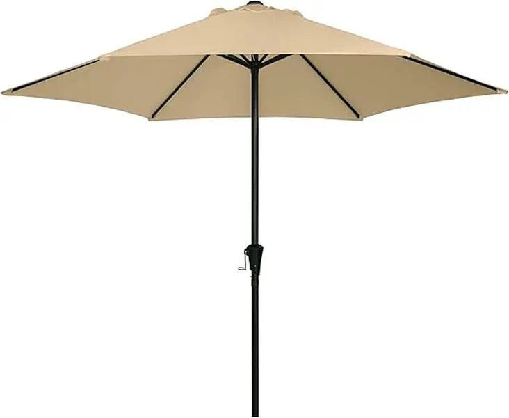 9FT Outdoor Patio Umbrella with Patio Canopy & Adjustable Shade, Market Table Umbrella with 6 Sturdy Ribs & Crank System, Fade-Resistant Waterproof for Garden Backyard, No Base Included