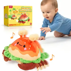 JoyCat Baby Toys 0-18 Months, Musical Crawling Crab Plush Toy - 38 Songs & Recording Feature, Bouncing Tummy Time Toy, Sensory Toys with Crinkle & Textures for Newborn Boys Girl Shower Gifts