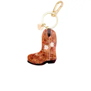 Solar Eclipse Hand-painted Daisy Cowboy Boot Bag Charm + Keychain