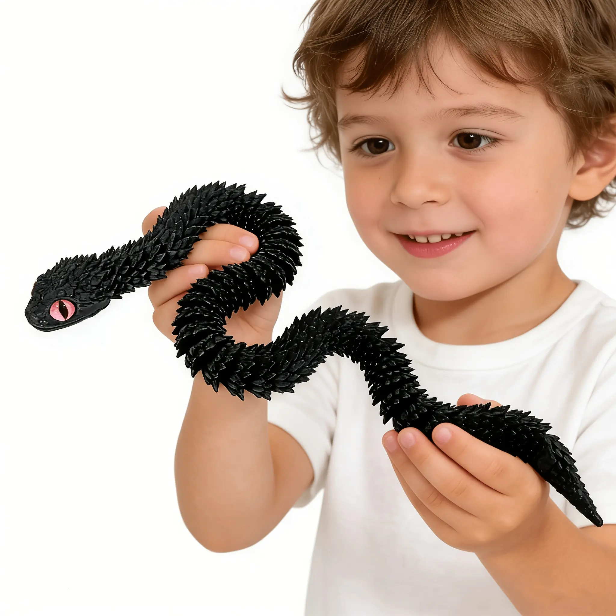 3D Printed Movable Python Figurine - Flexible Joints, Gradient Colors, Plastic Material - Suitable for Halloween, Christmas, Valentine's Day Decoration and Model Collection, Creative Holiday Design