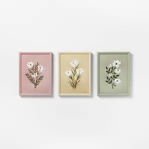 (Set of 3) 12"x16" Flower Framed Arts - Threshold designed with Studio McGee
