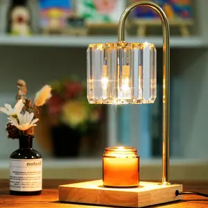 Candle Warmer Lamp with Timer, Dimmable Electric Wax Warmer Lamp, Glass Candle Top Melter for Jar Candle, Christmas Gift Modern Candle Heater Lamp with 2 Bulbs