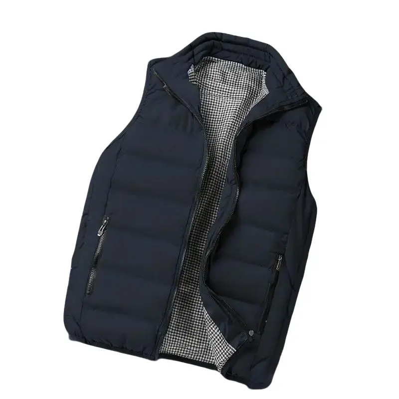 Men's Quilted Puffer Vest with Stand Collar, Windproof and Fitted Sleeveless Outerwear with Zippered Pockets for Autumn Winter Outdoor Layering