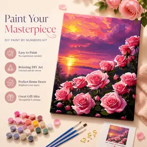 DIY Digital Painting Kit for Adults, Teens, Kids, Includes Frame, Hooks, Pens, Floral Landscape, Coloring Painting, 40x30cm, Home Wall Decor, Gift for Art Lovers, DIY Painting Supplies, Paint By Numbers Kit