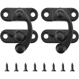 Antique Black Small Hasp Latches Swing Arm Latch Hook Lock for Jewelry Box Cabinet Toolbox, 2 Pack Right