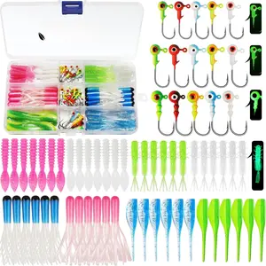 110 count Crappie Lures with Jig Heads Hooks Kit- Soft Plastic Grubs-Tubes  80 count 1/8 1/16 1/32 oz 30 count Crappie Jigs Fishing Lures Kit for Saltwater Freshwater Fishing /(120PCS-95PCS)