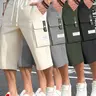 Men's 4-Piece Cargo Bermuda Shorts - Lightweight Fabric, Relaxed Fit, Large Pockets, Stylish Street-Style Activewear for Summer Outdoor Activities, Workwear