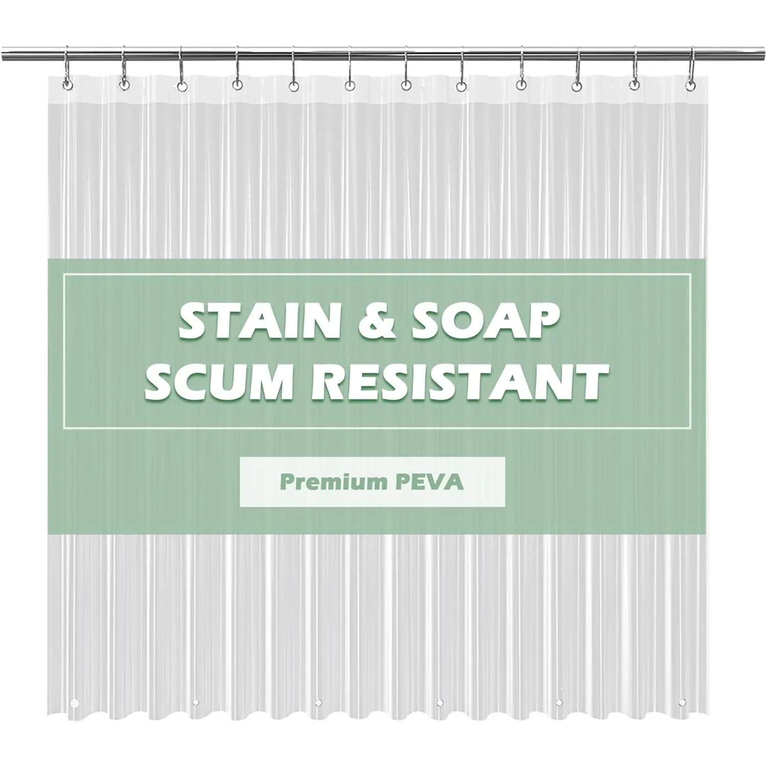 EHZNZIE Clear Shower Curtain Liner Light Weight PEVA, Shower Liner 72x72 Inches, Waterproof, No Chemical Smell with 12 Rust Proof Metal Grommets for Bathroom Shower Curtain