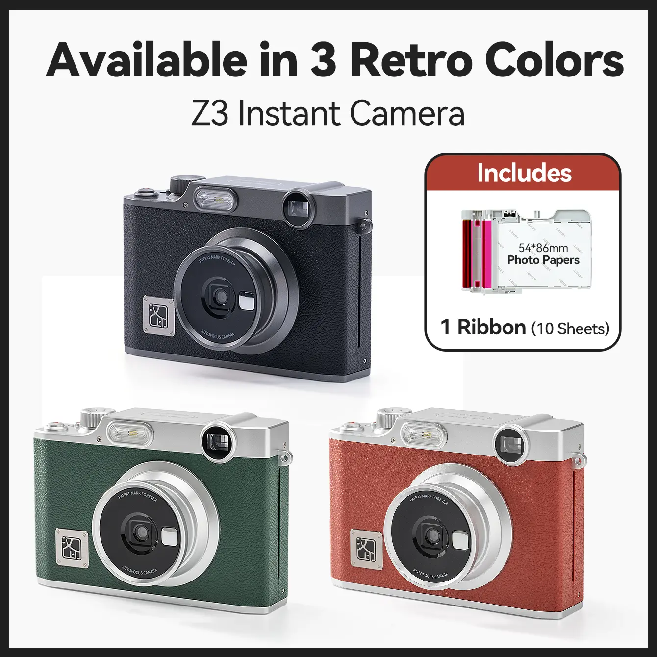 Hanin Z3 2-in-1 Instant Camera & Color Printer - Portable Pocket Camera, Compact Colorful Design, 2.1 in (54*86 mm) Sticky Photo Paper (10 Sheets Included), Prints Photos for Cells#SummerSale