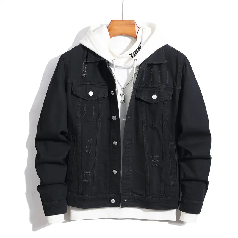 denim jacket men y2k black - TikTok Shop