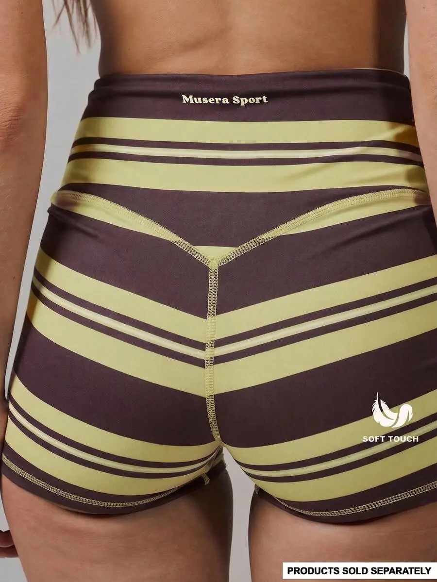 OFF x Musera Sport Stripe High Waist Active Shorts Only Active Workout Gym Cute Pilates Fitness Daily Girly Casual