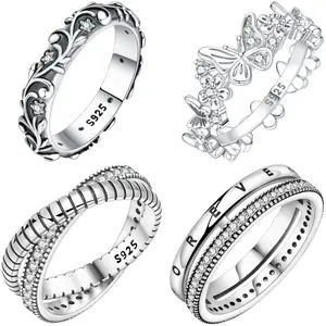 Orstarry S925 Sterling Silver Vintage Pattern Closed Ring for Women - Original Finger Ring, Party Jewelry, Trendy Gift
