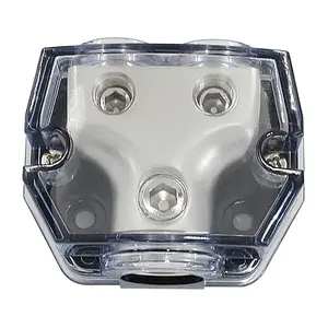 2 Way Amp Power Ground Distribution Block, 0 Gauge in 0 Gauge Out Splitter for Car Boat Audio (1 in 2 Out)
