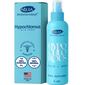 Hypochlorous Acid Spray for Face and Skin; Facial Cleanser | 8oz Face Mist Hypochlorous Acid Spray for Skin, Acne, Rash, Eczema, Wound | Aquia Antimicrobial Facial Cleanser Acne Sprays; Smart Skincare