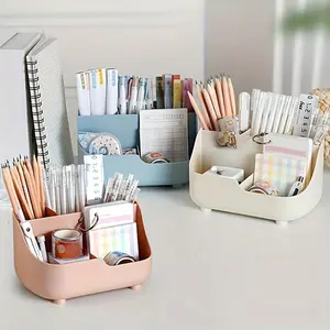 Desktop Storage Box, 1 Count Large Capacity Desktop Storage Box, Multifunctional Storage Box for Makeup & Stationery & Skincare, Desktop Organizer, Cute Desk Accessories