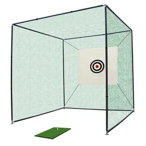Portable 10x10x10ft Golf Practice Cage Set, Golf Accessories, Heavy-Duty Steel Frame, Polyester Net, 59.05in Target Cloth, Swing Mat, Ball-Compatible, Indoor-Outdoor Backyard Garage Training Hitting Net