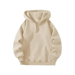 Men’s half-zip hooded sweatshirt, regular fit casual long-sleeve pullover, perfect for autumn and winter, fashionable everyday wear top