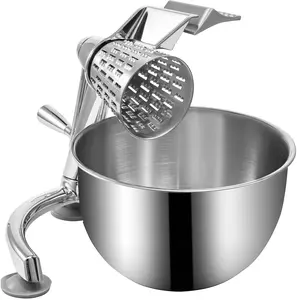 【Father's Day】VEVOR Rotary Cheese Grater,  , Zinc Alloy Rotary Vegetable Mandoline, Manual Cheese Mandoline with 5 Stainless Steel Cutting Cones, Manual Vegetable Grater with 2.5L Bowl, Rotary Shredder with Suction Ba Kitchen Round