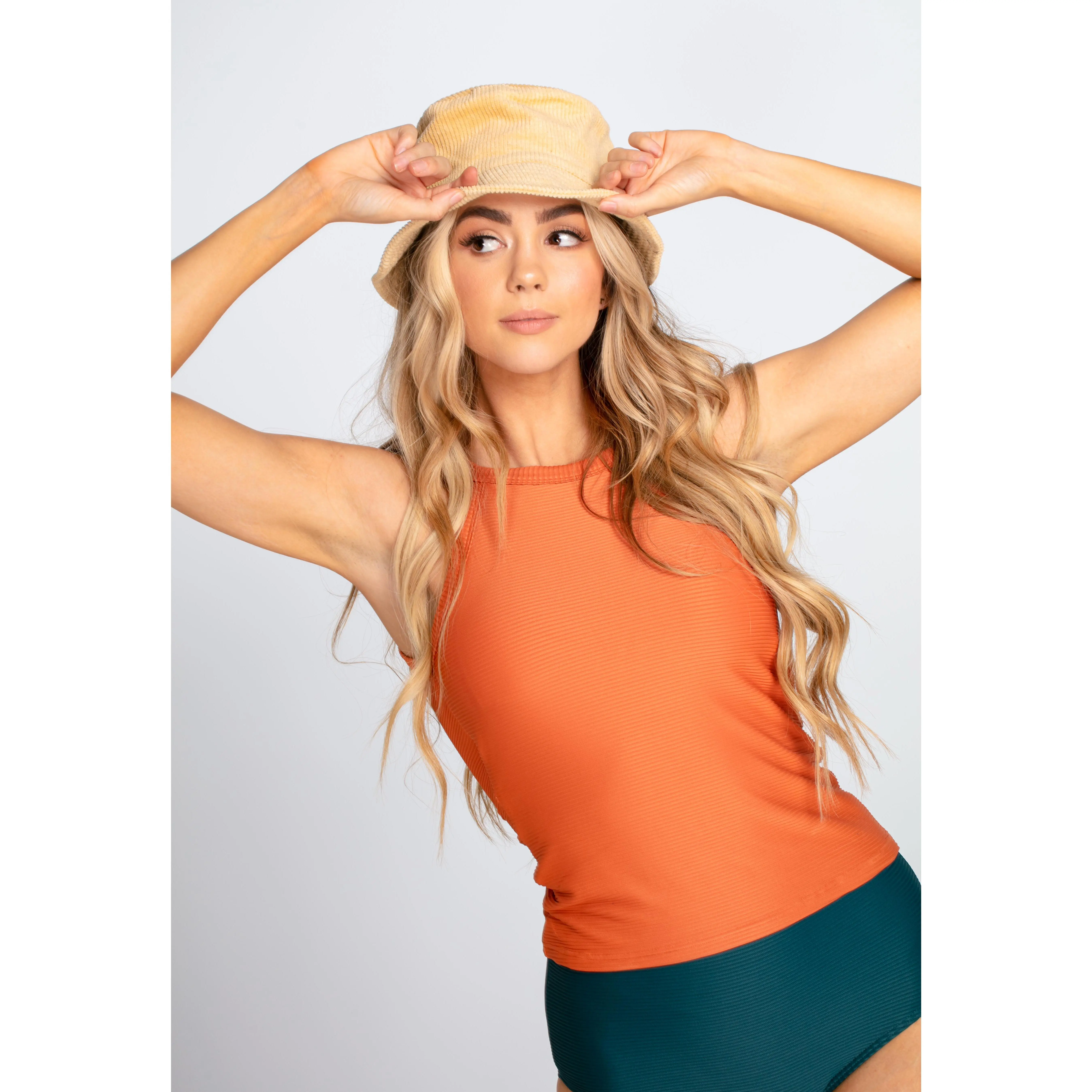 Ribbed Midkini Top - Rust