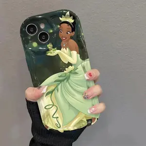 Princess Tiana & The Frog Prince Cream Wavy-Edge Phone Case — Compatible with iPhone 13, 14, 15, 16, 17