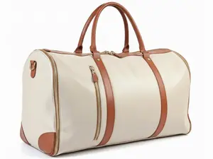 Luxe Mega Bag - 60L Huge Travel Tote - Fits Airline Cabin - Duffle Carry On & Garment Bag - Oversized Capacity (Beige)