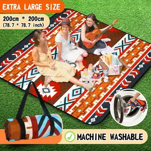 Hap Tim Extra Large Picnic Outdoor Blanket, 80''x80'' Waterproof Foldable Blankets, Picnic Mat for Beach, Bohemian