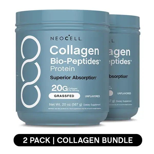 2x NeoCell Collagen Bio-Peptides Powder 20oz - Grassfed Protein Supplement - Advanced with 18 Essential Amino Acids